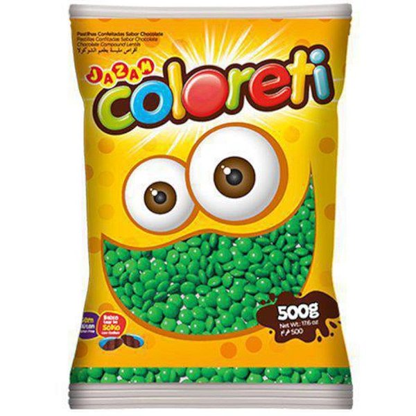 CONFETE COLORETI DE CHOCOLATE VERDE 500G - JAZAM