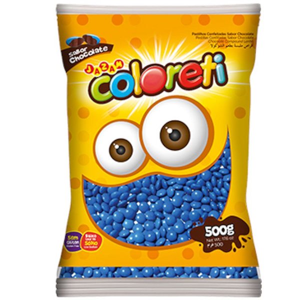 CONFETE COLORETI DE CHOCOLATE  AZUL  500G - JAZAM