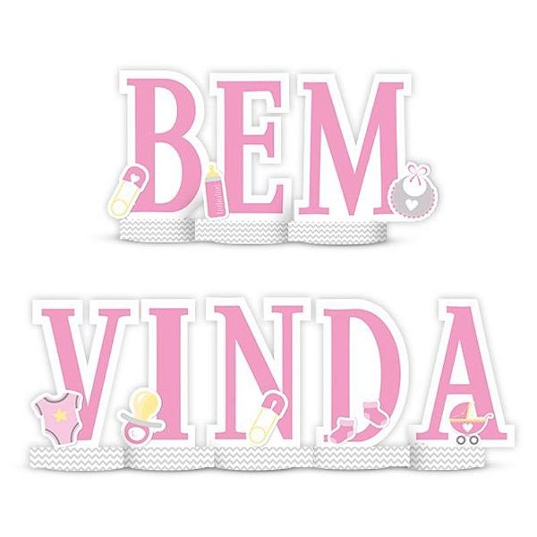 DECORACAO DE MESA FESTA CHA DE BEBE MENINA BEM VINDA 01 UNIDADE - REGINA  FESTAS