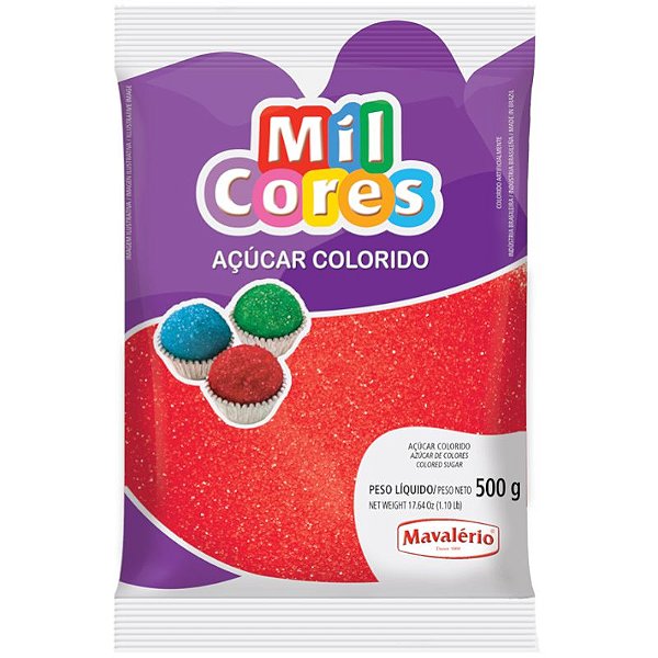 AÇÚCAR CRISTAL VERMELHO - COM 500G - MIL CORES MAVALÉRIO