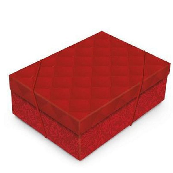 CAIXA DE PRESENTE RETANGULAR COM TAMPA -  LUXURIA VERMELHA - TAM P 24 X 18 X 8CM - COM 01  UNIDADE - CROMUS