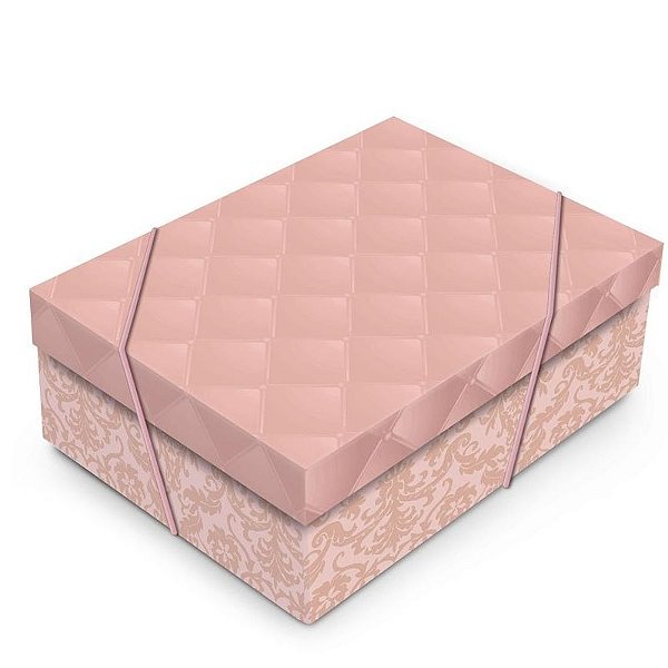 CAIXA PRESENTE RETANGULAR -  LUXÚRIA ROSE GOLD - P - 24X18X8CM - 01 UNIDADE - CROMUS