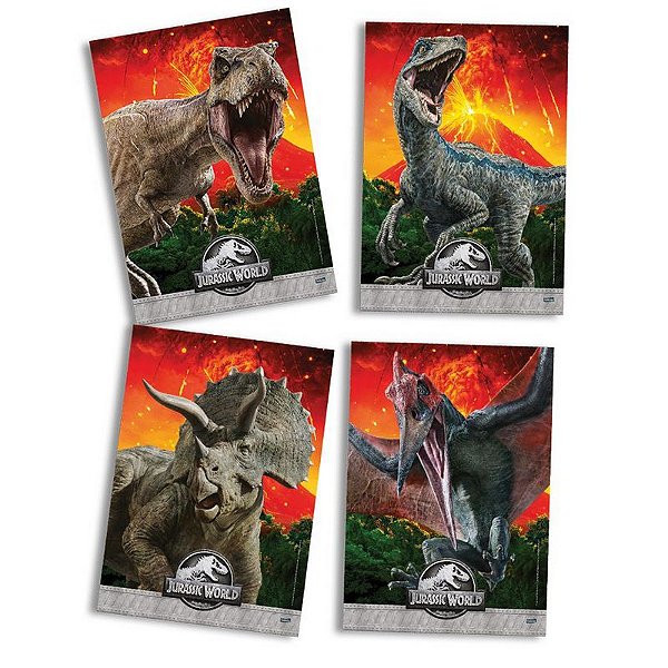 QUADRO DECORATIVO FESTA FESTA JURASSIC WORLD - 04 UNIDADES - FESTCOLOR