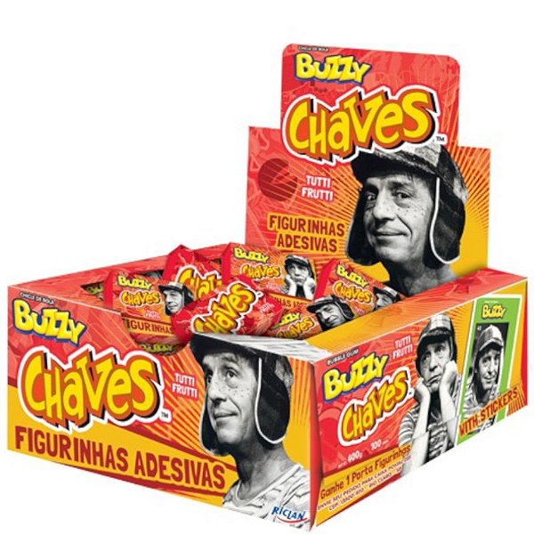 CHICLETE CHAVES TUTTI FRUTTI - 400G COM 100 UNIDADES - BUZZY