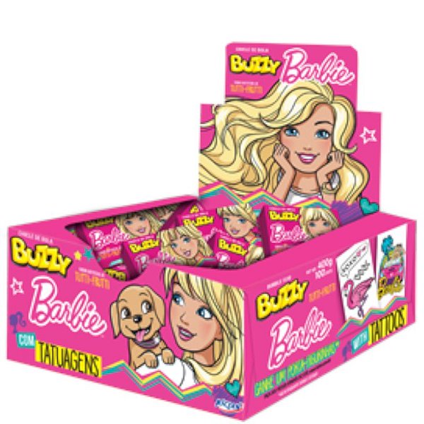 CHICLETE BARBIE TUTTI FRUTTI - 400G COM 100 UNIDADES - BUZZY - LOJA DO ABENÇOADO