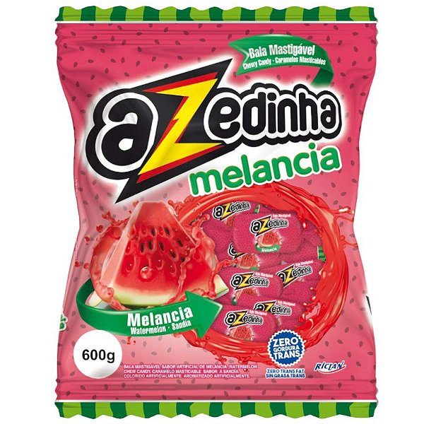 BALA MASTIGÁVEL AZEDINHA MELANCIA - 600G COM  APROX. 100 UNIDADES - RICLAN