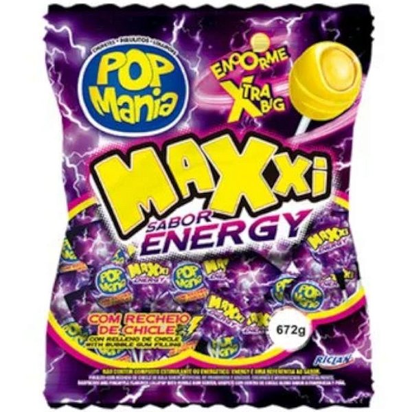 PIRULITO SABOR ENERGÉTICO ENERGY POP MANIA MAXXI - 672G COM 24 UNIDADES - RICLAN