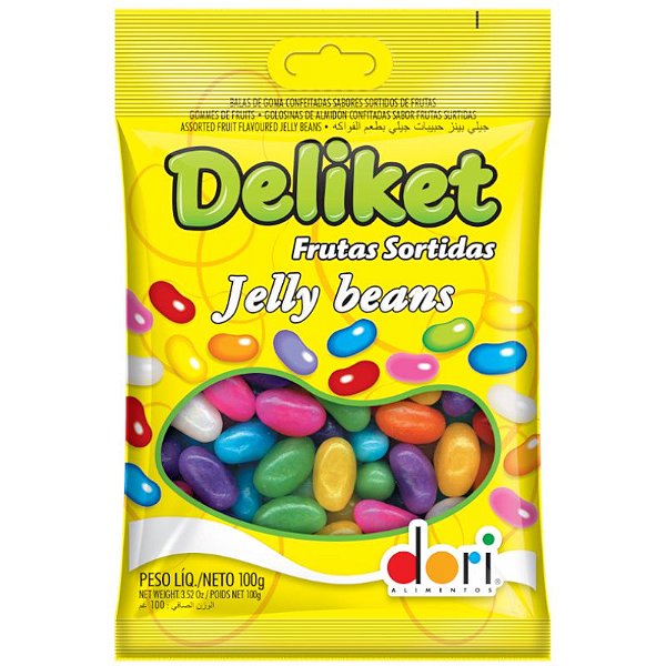 BALA DE GOMA  DELIKET JELLY BEANS FRUTAS SORTIDAS - 100G - DORI