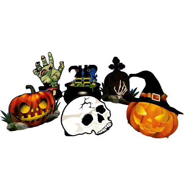 KIT ENFEITE  HALLOWEEN - REF  205037 - COM 6 PEÇAS PARA DECORAÇÃO - PIFFER