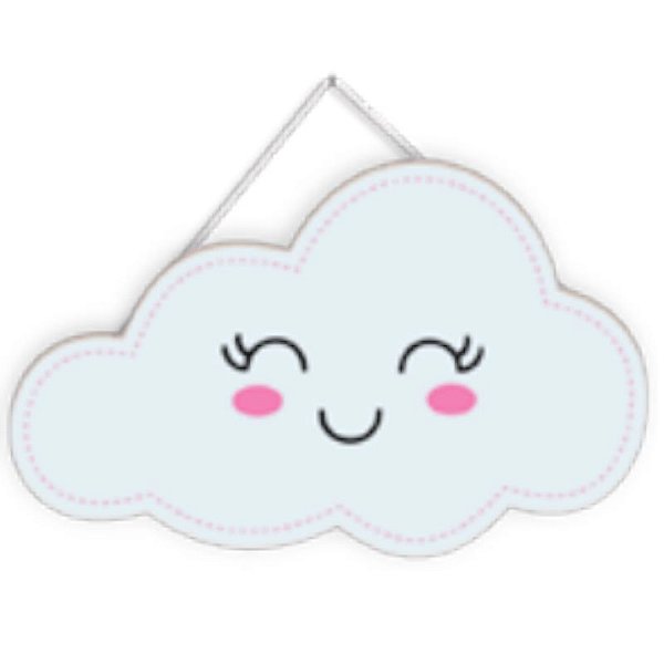 PLACA DECORATIVA  NUVEM ROSA EM MDF FESTA CHUVA DE AMOR - COM 01 UNIDADE - GRINTOY