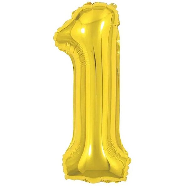 BALÃO DE NÚMERO METALIZADO DOURADO - NÚMERO 1 - 40" 1 METRO - REF.: 8293 - MAKE+