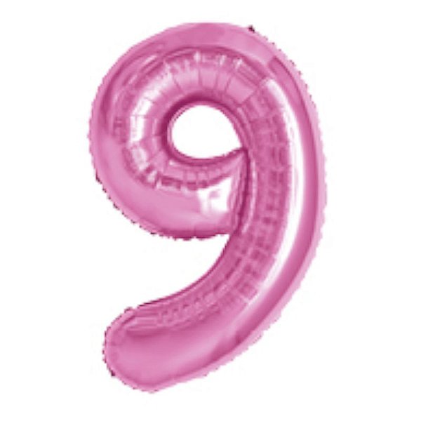BALÃO DE NÚMERO METALIZADO PINK - NÚMERO 9 - 40" 1 METRO - REF.: 8415 - MAKE+