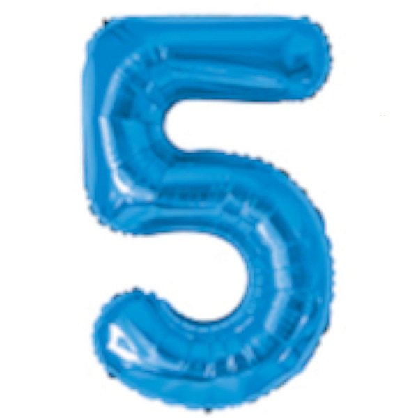 BALÃO DE NÚMERO METALIZADO AZUL - NÚMERO 5 - 40" 1 METRO - REF.: 8449 - MAKE+
