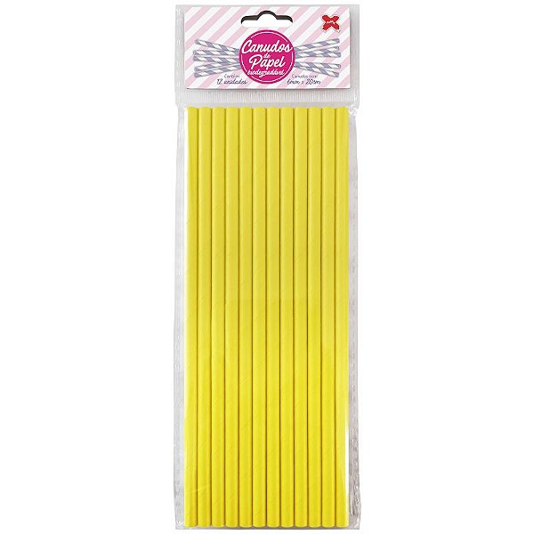 CANUDO DE PAPEL AMARELO 6MMX20CM 4346 COM 12 UNIDADES - EF.:4325 - MAKE+