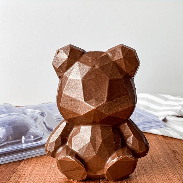 FORMA DE CHOCOLATE URSO LAPIDADO  -  COM SILICONE - CÓD 3665 - COM 01 UNIDADE - BWB