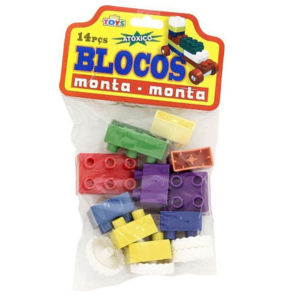 LEMBRANCINHA PARA FESTAS BLOCOS MONTA-MONTA - 14 PEÇAS - CORES VARIADAS - MINI TOYS