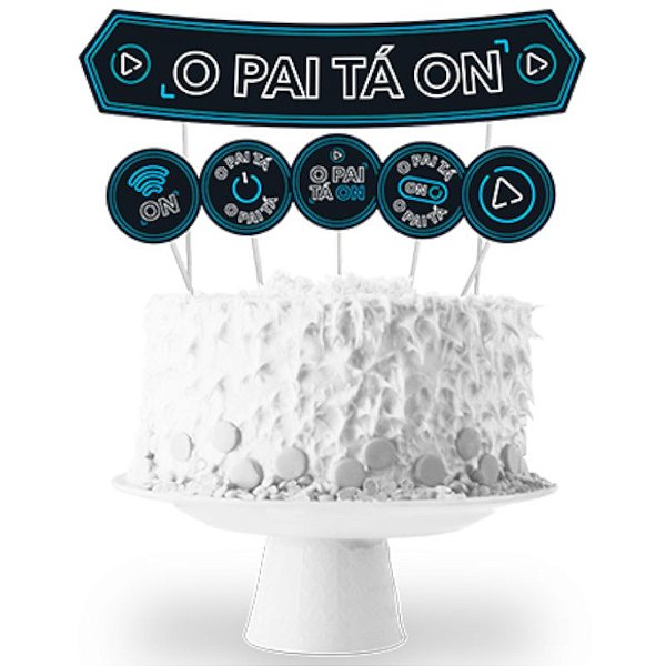 TOPO DE BOLO FESTA O PAI TA ON - 1 UNIDADE COM 6 PEÇAS - JUNCO - Loja do  Abençoado Festas Artigos para festas e Decoração de Aniversário com os  melhores preços e condições ! Compra 100% Segura