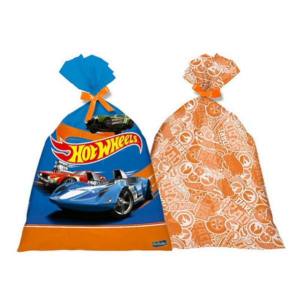 SACOLA PLASTICA HOT WHEELS - CONTÉM 8 UNIDADES - FESTCOLOR