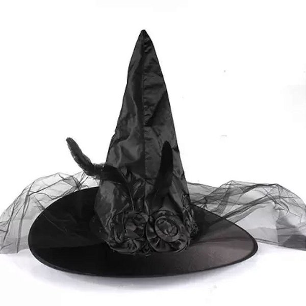 Chapéu de Bruxa Preto Halloween - Extra Festas