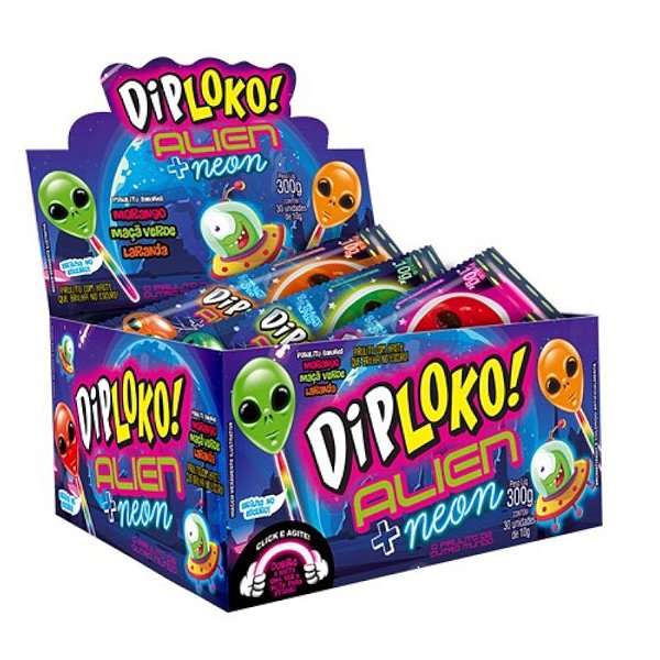 PIRULITO DIPLOKO ALIEN NEON - CONTÉM 300G - DANILLA