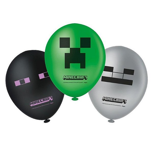 BALAO LATEX 9 MINECRAFT FESTAS - CONTÉM 25 UNIDADES - REGINA