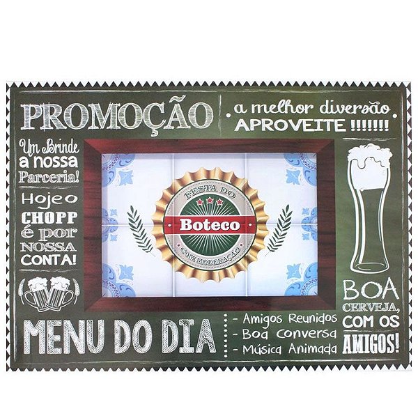 PAINEL DE PAREDE MENU DO DIA FESTA BOTECO - CONTÉM 01 UNIDADE - LOJA DO ABENÇOADO