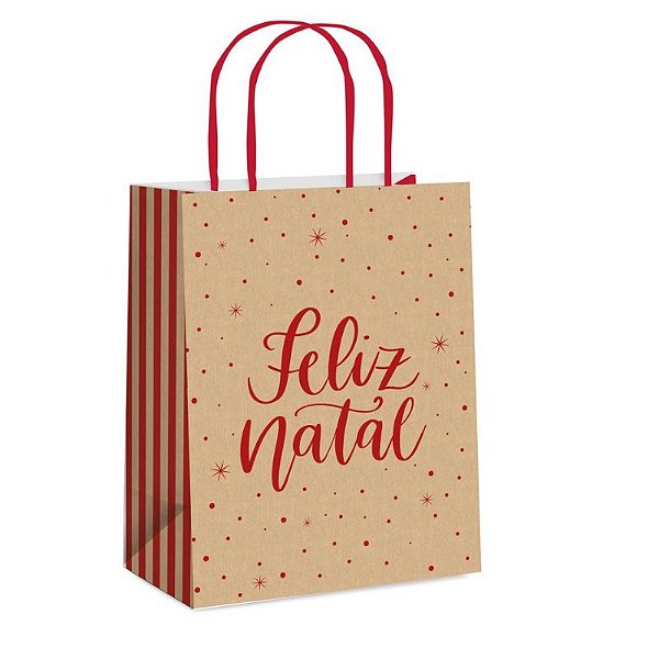 SACOLA DE PAPEL DE NATAL TAM G 32X26,5X13 CM - CONTÉM 1 UNIDADE - CROMUS