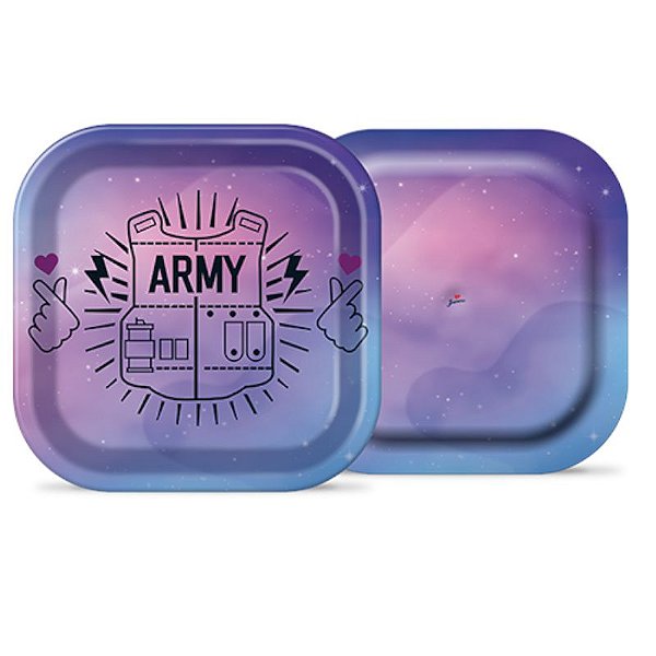 PRATO QUADRADRO PAPEL BTS / ARMY 18CM - CONTÉM 08 UNIDADES - JUNCO