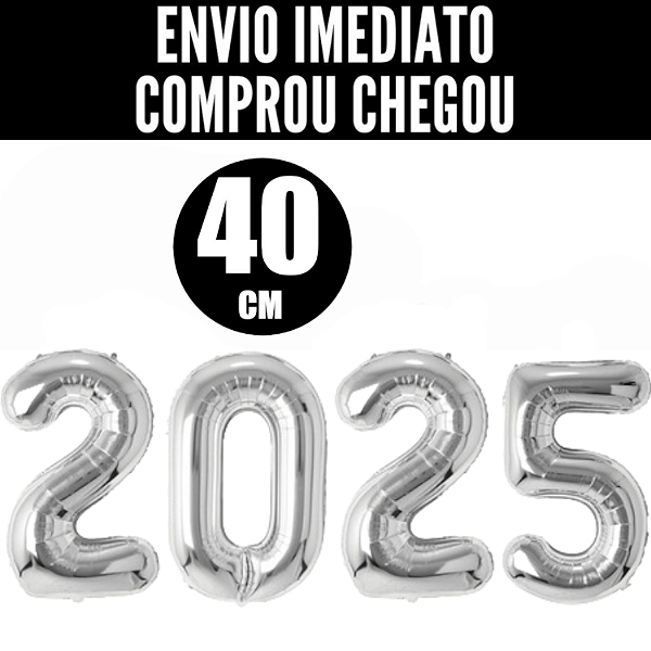BALÃO BEXIGA METALIZADO ANO NOVO 2025 NATAL 40CM PROMOÇÃO