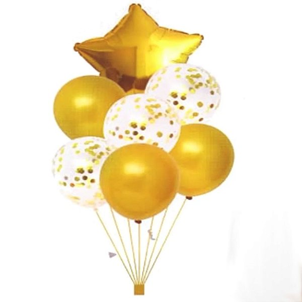 KIT BALÕES DOURADO METALIZADO - 1 KIT - YDH FESTAS