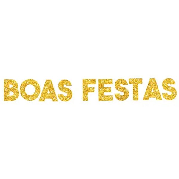 FAIXA DECORATIVA BOAS FESTAS DOURADO GLITTER - 1,40M - 01 UNIDADE - PIFFER
