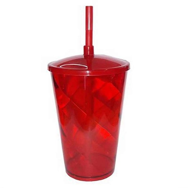 COPO COM TAMPA PARA FESTA VERMELHO 500ML - COPO TWISTER - CONTÉM 01 UNIDADE - NGB