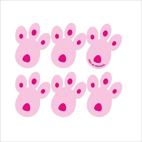 APLIQUE PASCOA PEGADAS ROSA - CONTÉM 06 UNIDADES - PIFFER