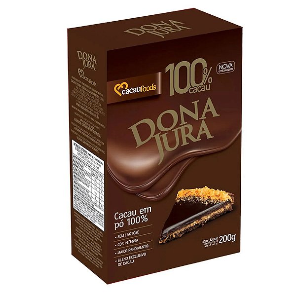 CHOCOLATE EM PÓ 100% DE CACAU - CONTÉM 200G - DONA JURA