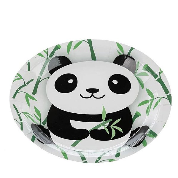 PRATO PAPEL FESTA PANDA 18 CM - CONTÉM 10 UNIDADES - SILVER FESTAS