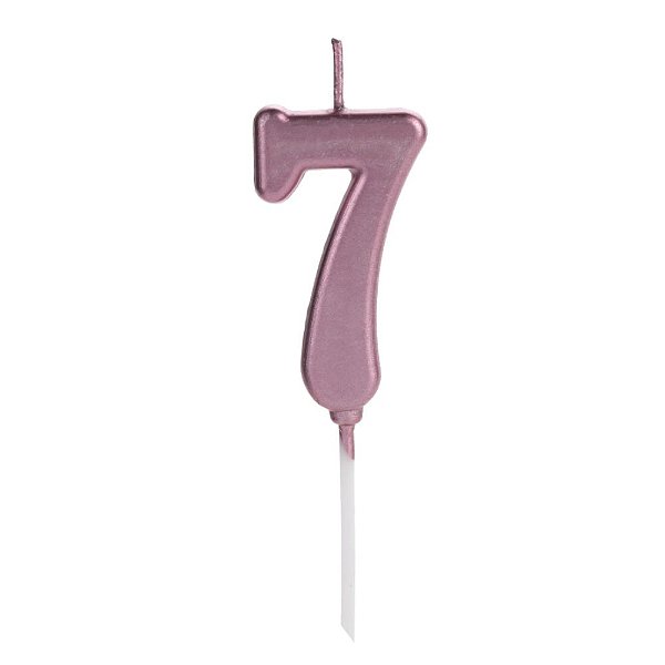 VELA DE ANIVERSÁRIO ROSE GOLD NUMERO 7 - CONTÉM 1 UNIDADE - SILVER FESTAS