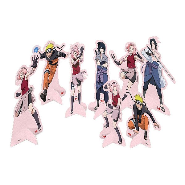 ENFEITE DECORAÇÃO DE MESA  SAKURA NARUTO 08 UNIDADES - FESTCOLOR