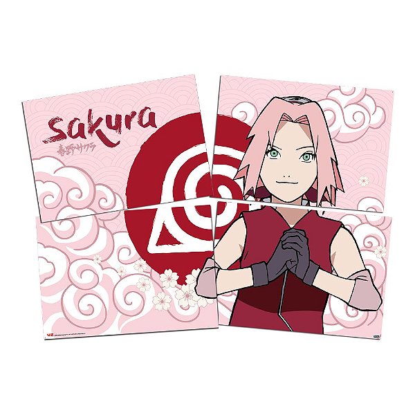 PAINEL GIGANTE PARA DECORAÇÃO FESTA SAKURA NARUTO - CONTÉM 4 LÂMINAS - QUE FORMA 01 PAINEL DE 1,28M X 0,90M - FESTCOLOR