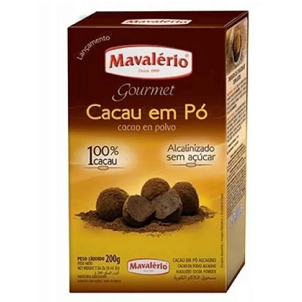 CACAU EM PÓ ALCALINIZADO 100% CACAU -  CONTÉM 200G - MAVALÉRIO