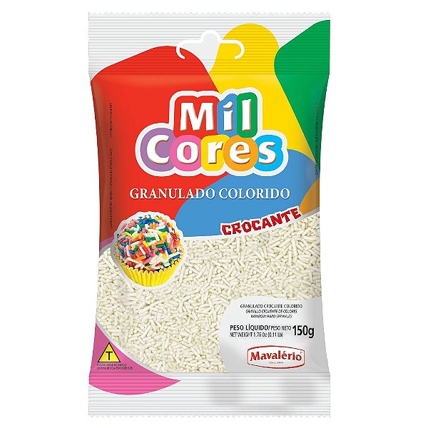 GRANULADO CROCANTE BRANCO MIL CORES - CONTÉM 500G -  MAVALÉRIO