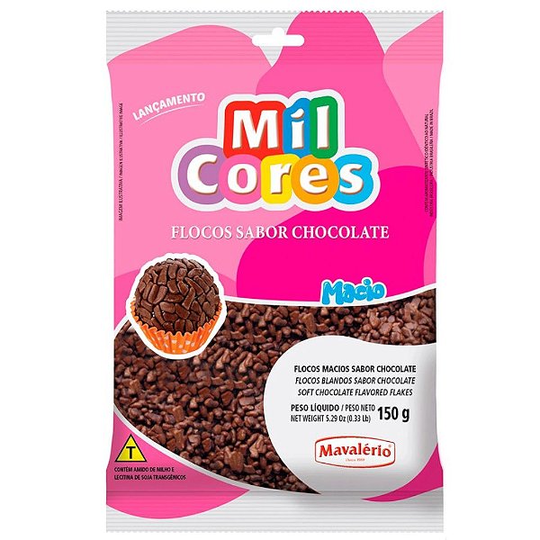 GRANULADO FLOCOS MACIOS SABOR CHOCOLATE MIL CORES - 150G - MAVALÉRIO