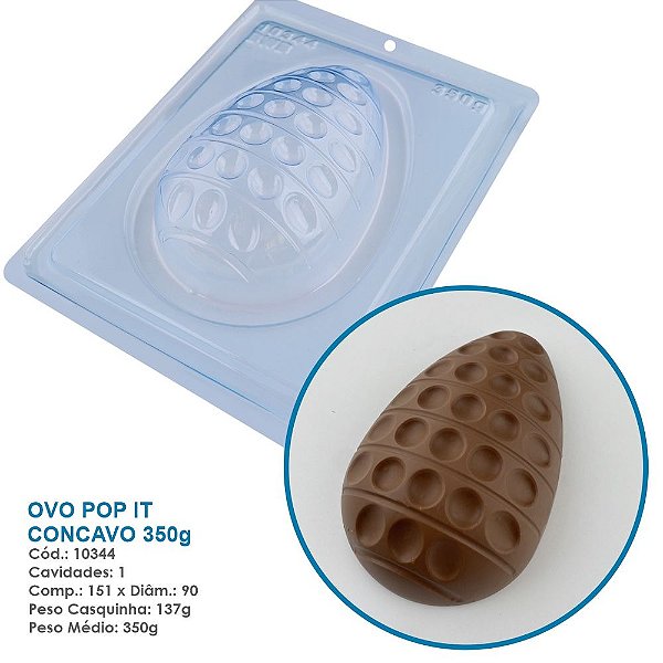 FORMA PROFISSIONAL CHOCOLATE OVO POP IT CONCAVO 350G CÓD.10344 - COM 1 UNIDADE - BWB