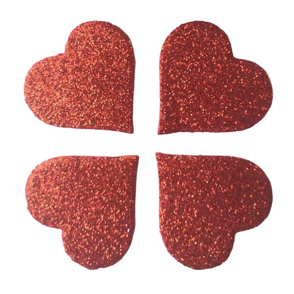 APLIQUE CORAÇÃO GLITTER DIA DAS MÃES 5CM - 6 UNIDADES - LOJA DO ABENÇOADO
