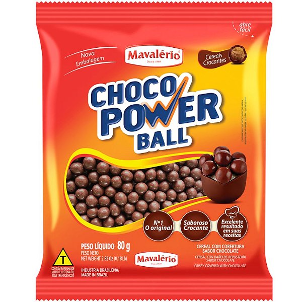 BOLINHAS DE CHOCOLATE CROCANTE CHOCO POWER BALL - MAVALÉRIO - 80G