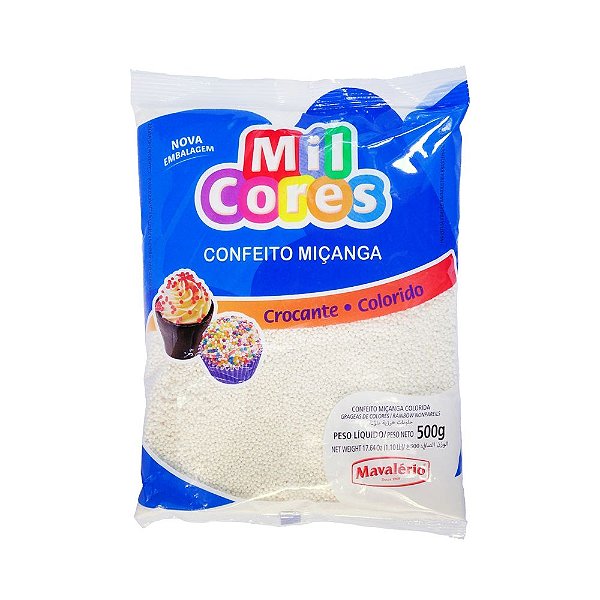 CONFEITO MIÇANGA BRANCA MIL CORES 500G - MAVALÉRIO