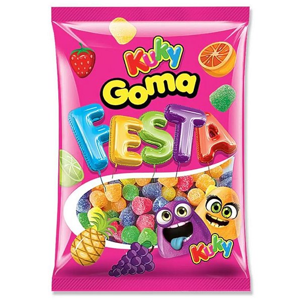 BALA DE GOMA COLORIDA FESTA 500G - KUKY