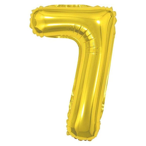 Balão de Número Pequeno Metalizado Dourado 40cm