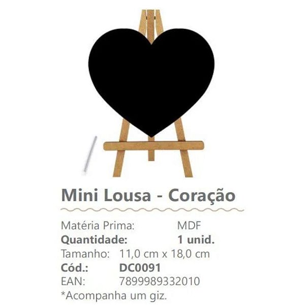 MINI LOUSA MDF COM SUPORTE E GIZ - 1 UNIDADE - GRINFEST