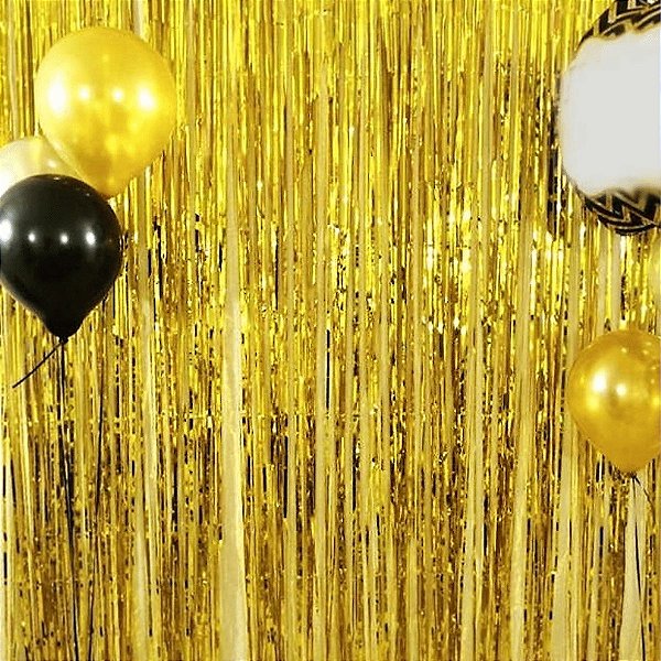 CORTINA METAL DOURADA PARA FESTA 100X200CM - 01 UNIDADE - YDH FESTAS