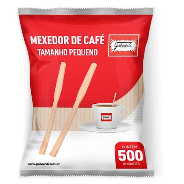 500 PALITO MEXEDOR PALHETA CAFÉ PEQUENO MADEIRA 9CM - GABOARDI